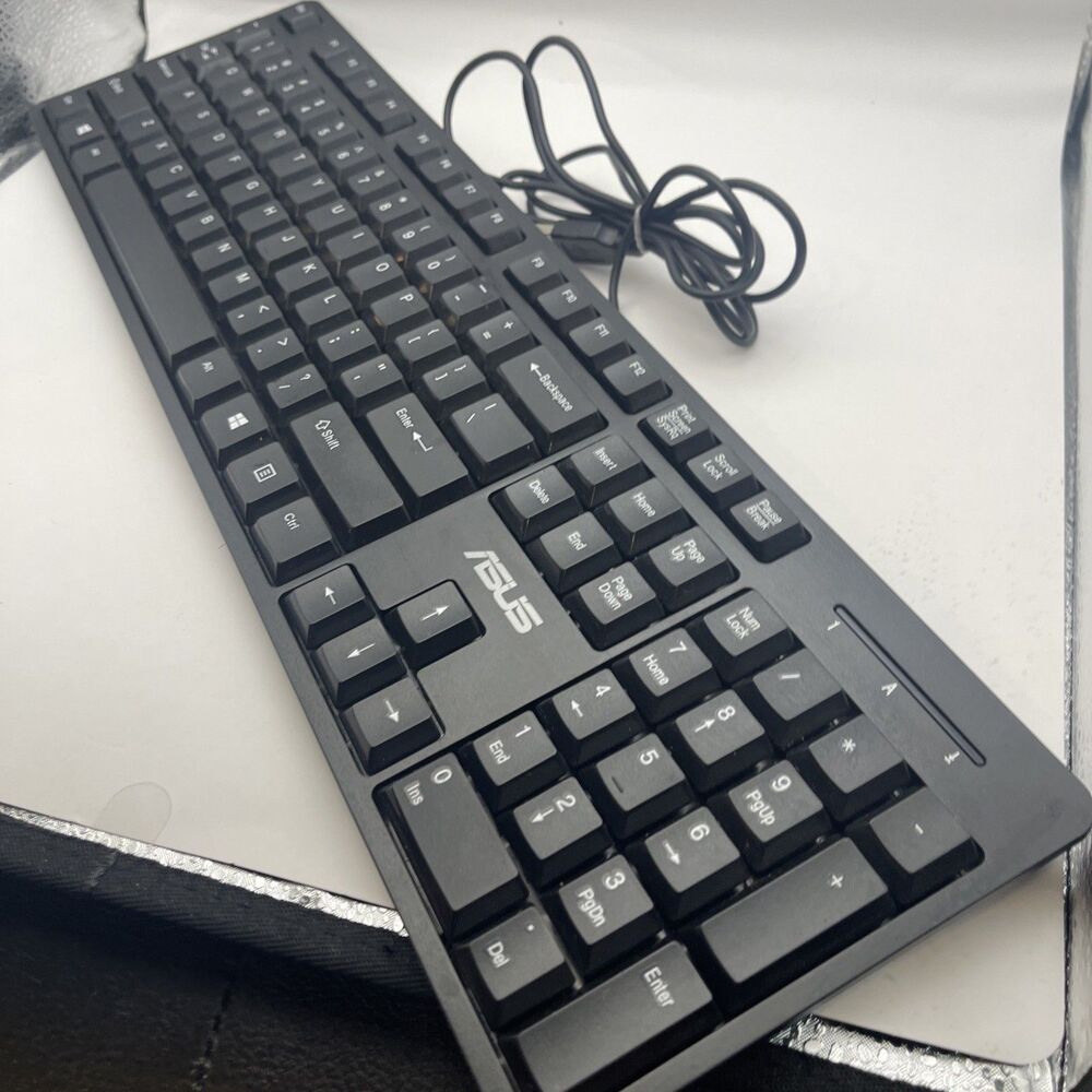 ASUS K49 Wired USB Keyboard Full Size Black Numeric Keypad Tested Working